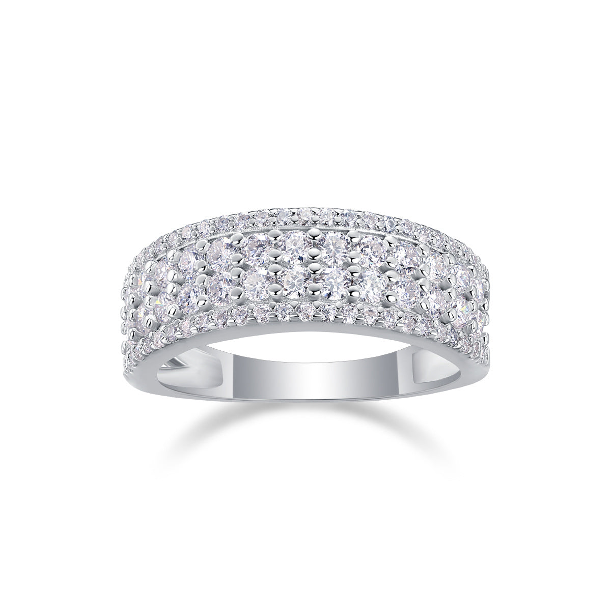 Women Luxury Ring Multi-Row Moissanite Diamond Ring White Gold Plated S925 Sterling Silver Ring Women Engagement Ring